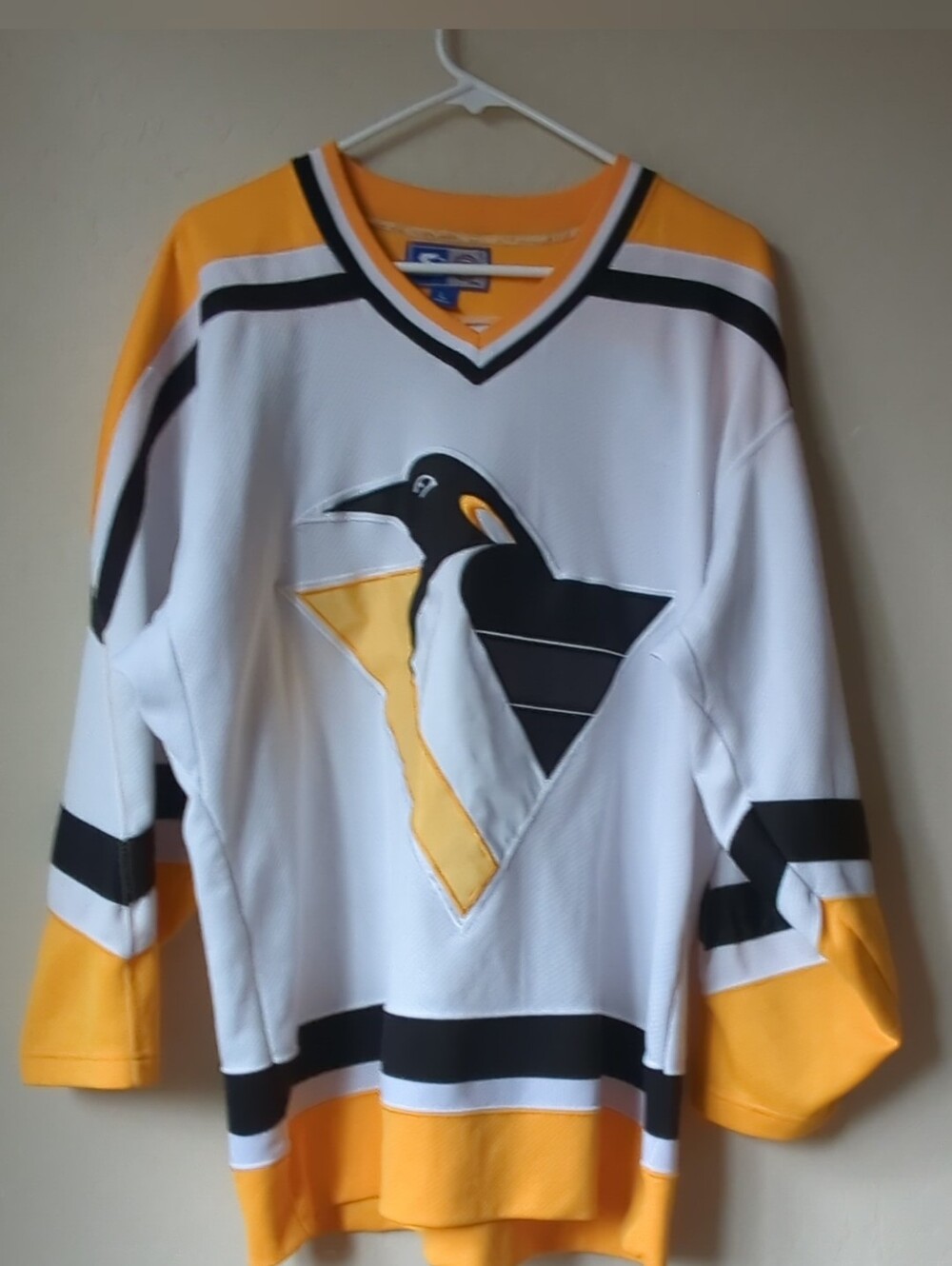 Vintage Starter Pittsburgh Penguins NHL Hockey Jersey Sz L Patch Korea 1990's
